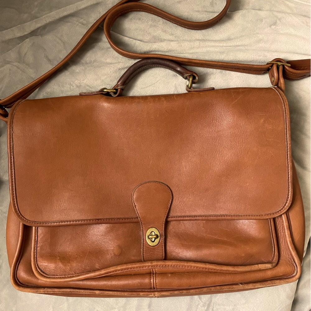 Vintage Coach British Tan Leather Portfolio Briefcase Bag Business Collection - Picture 5 of 14